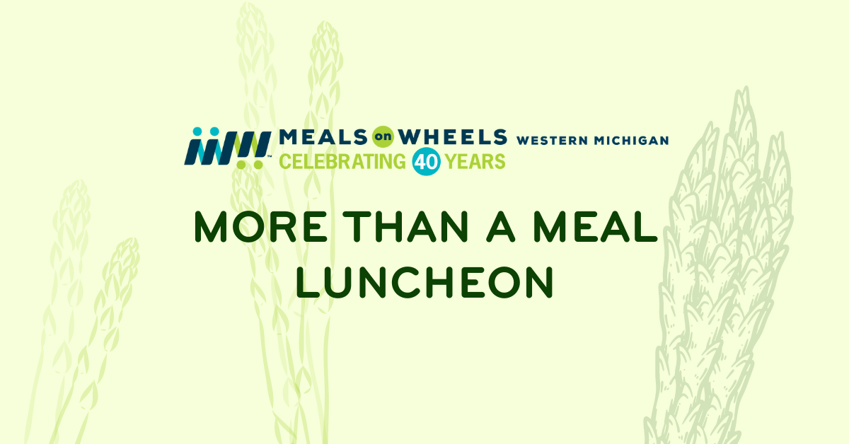 More than a meal luncheon written in green with asparagus in the background