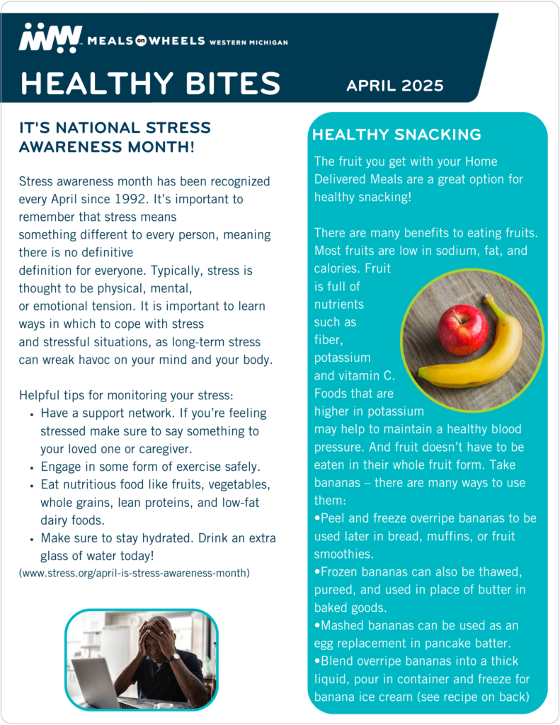 Healthy Bites for April 2025, featuring stress awareness