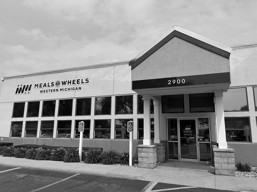 Meals on Wheels Western Michigan Building in Black and White